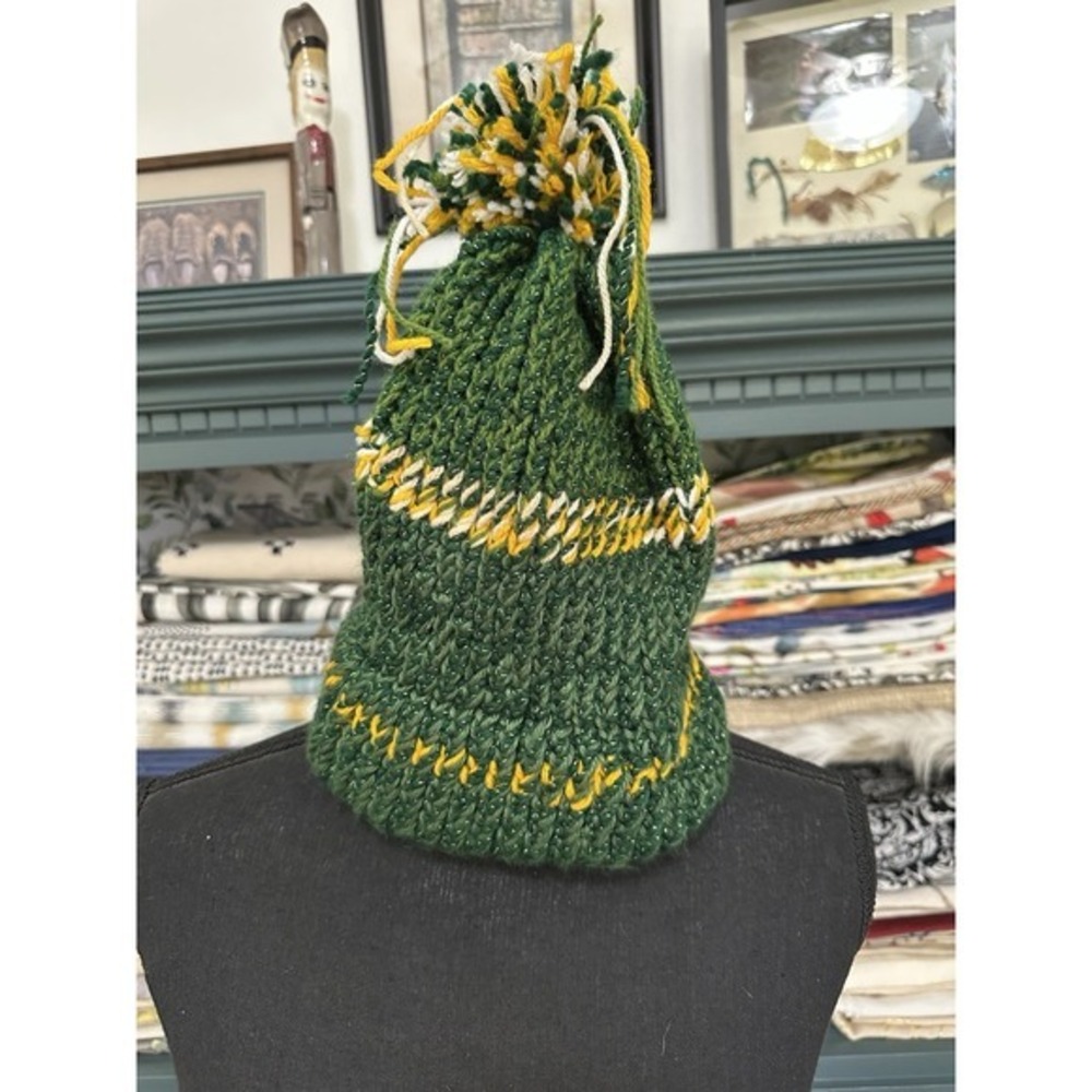 Hand Crocheted Beanie Women's Green‎ Bay Packer Handmade